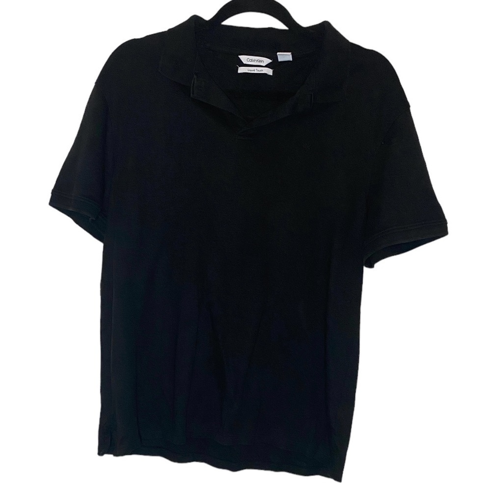 Calvin Klein Black Liquid Touch Short Sleeve Cotton Polo Shirt Size Medium